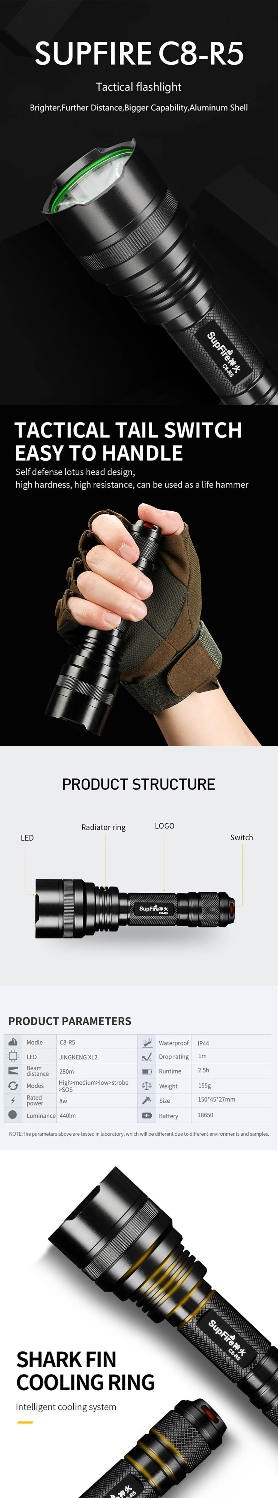 tactical military flashlight