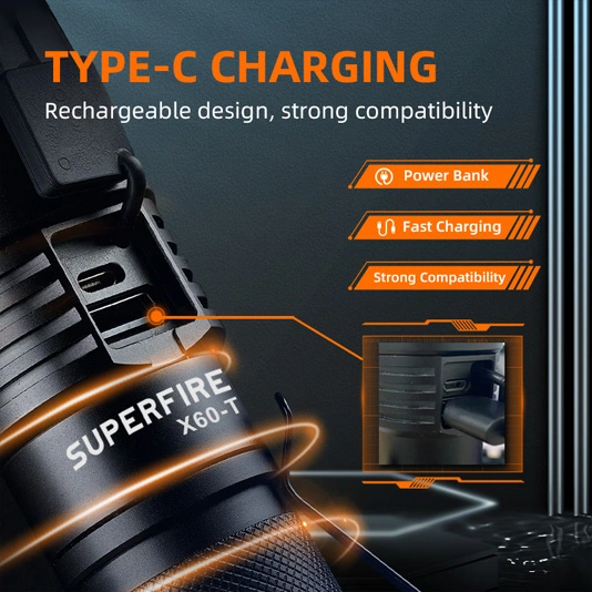 SUPERFIRE X60-T 2000 люмен масштабируемый светодиодный фонарик