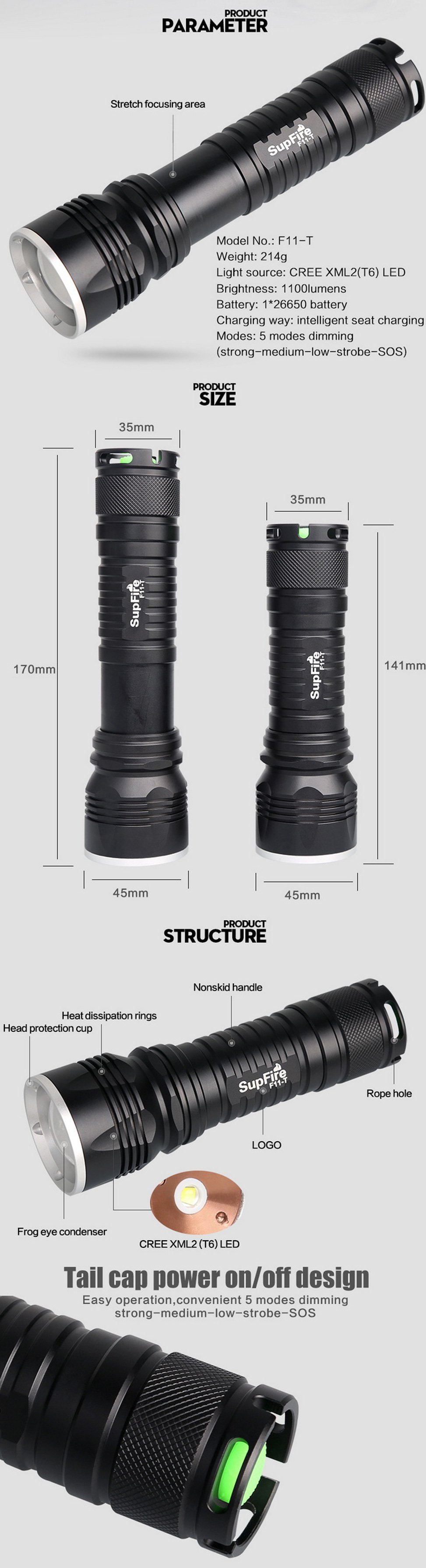 cree led rechargeable flashlight