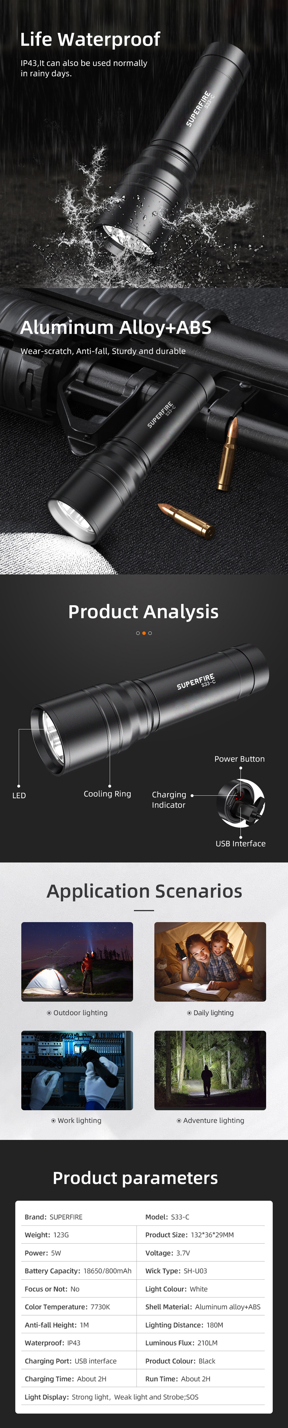 usb rechargeable flashlight