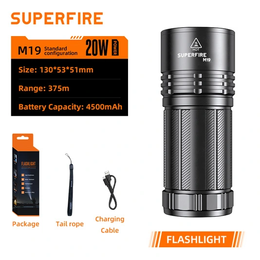 SUPERFIRE M19 Масштабируемый фонарик дальнего действия