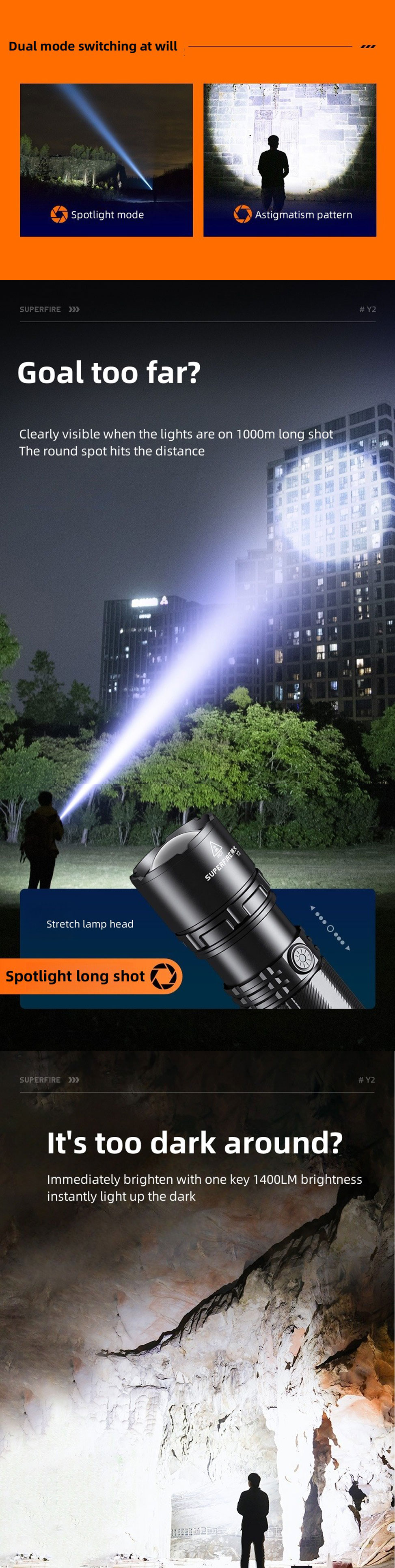 rechargeable led torch light long distance