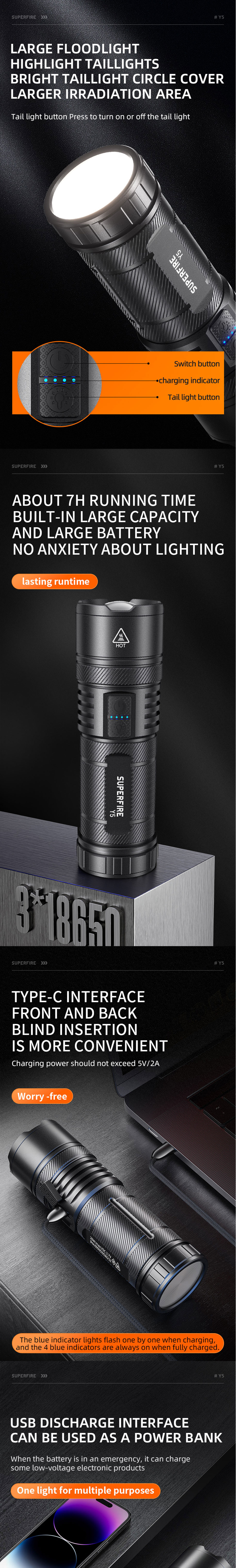 high range flashlight