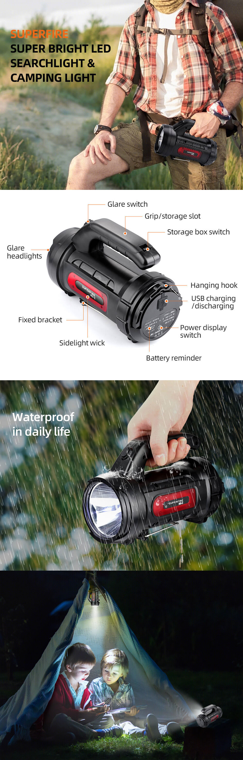 portable spotlight for boat