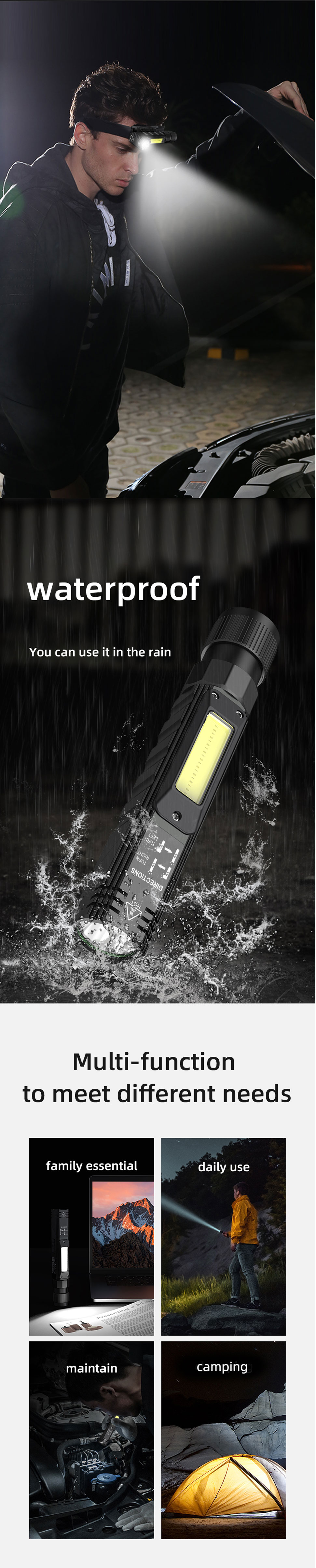 cob multifunctional flashlight