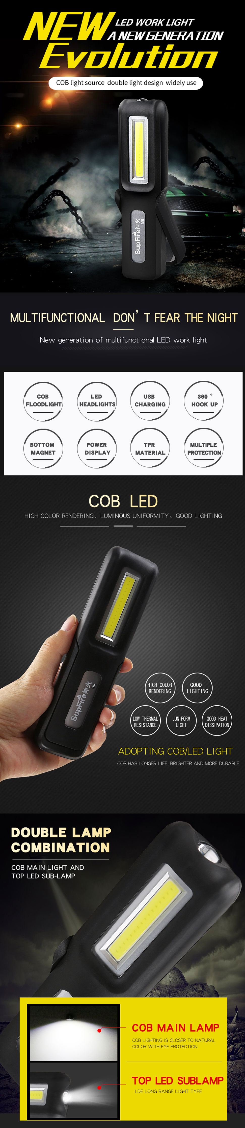 cob rechargeable light