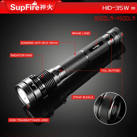 SUPERFIRE HID 35 Вт 3500 Люмен Малый HID ксеноновый фонарик