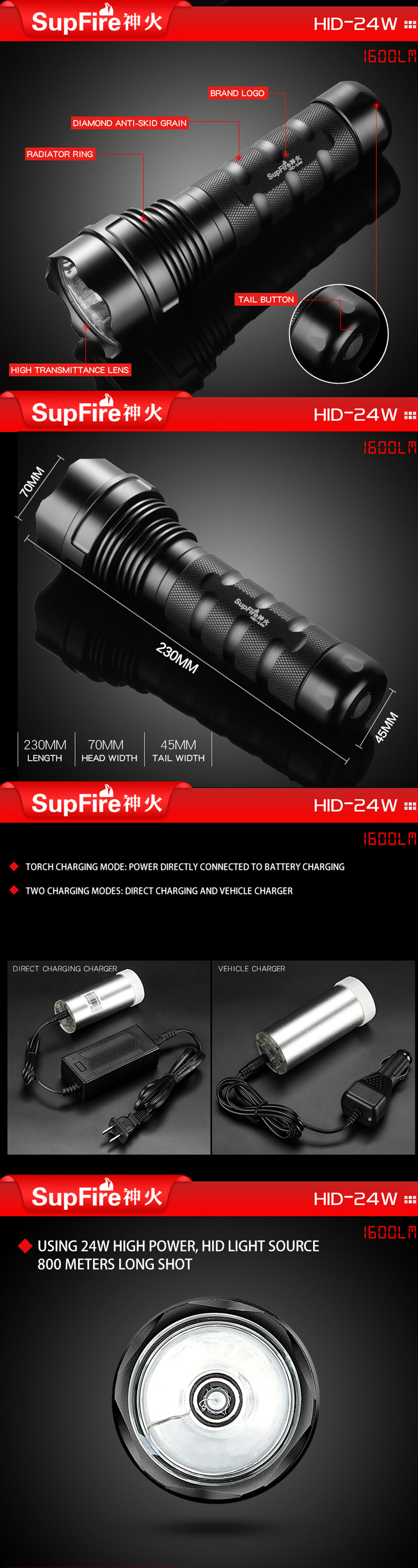 high intensity discharge flashlight