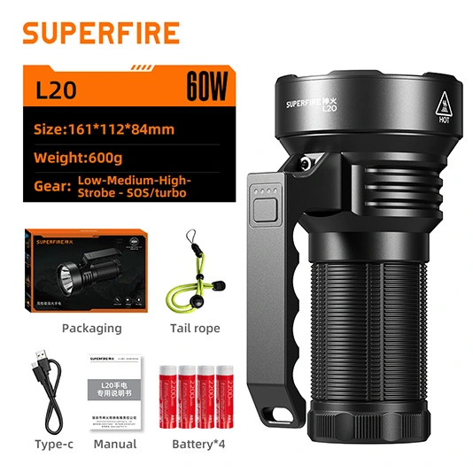 Фонарик большой емкости SUPERFIRE L20